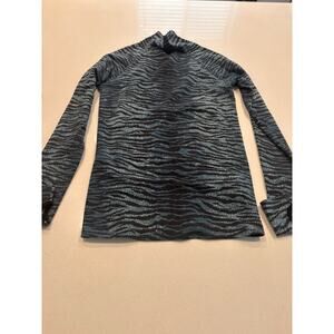 Kenso X H&M Woollong Sleeve Mock Turtleneck Animal Print Top Size 6